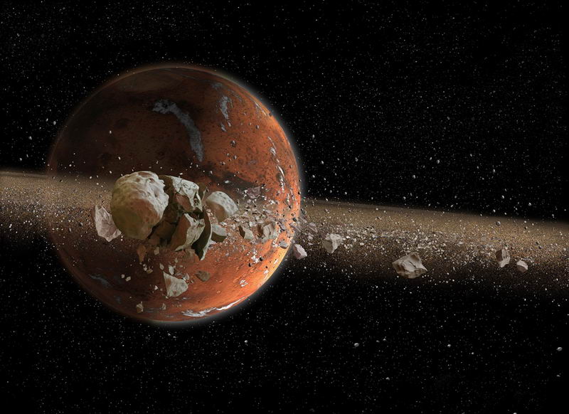 科学研究表明：过去火星也许拥有更大的卫星，现在的两个只是大卫星的残骸