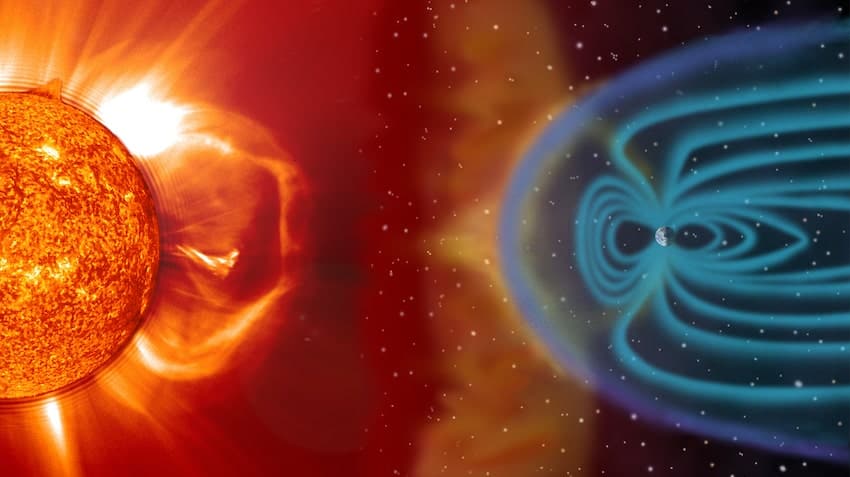 当太阳演化为一颗红巨星时，地球可能会被太阳的大气层吞噬，而随着太阳风更加的不稳定，即使是木星土星这样的气态巨行星的磁场也可能会被太阳风剥离。图片来源：MSFC / NASA