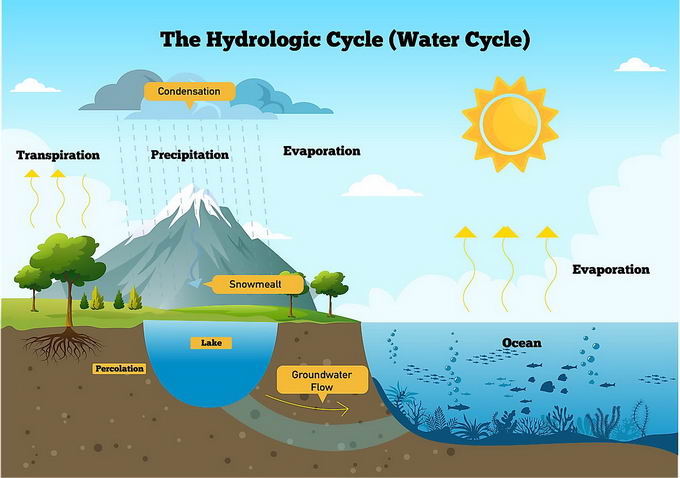 地球水循环将陆地上的盐分带到海洋里
