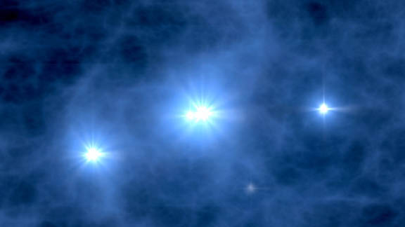 早期宇宙中，第三族恒星漂浮在原始气体中