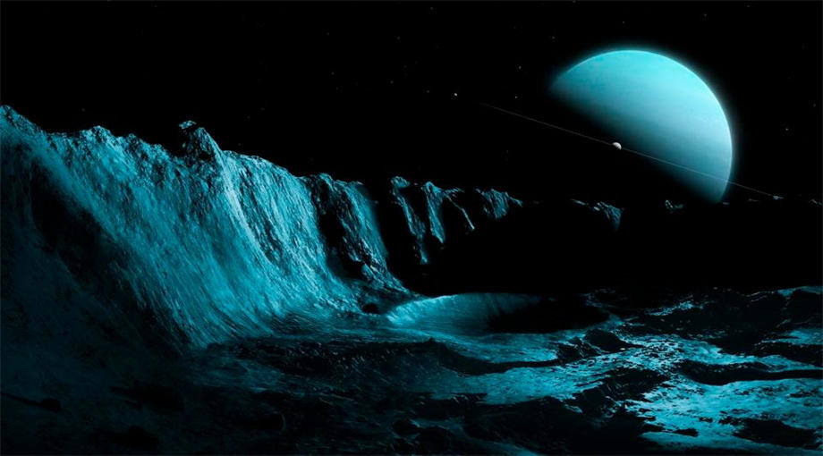 从海卫一上看到的海王星