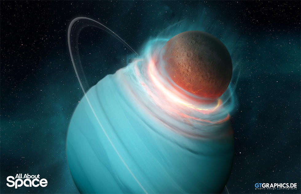 行星撞击将天王星内部的热量释放到太空中，使得现在天王星成为太阳系最冷的行星