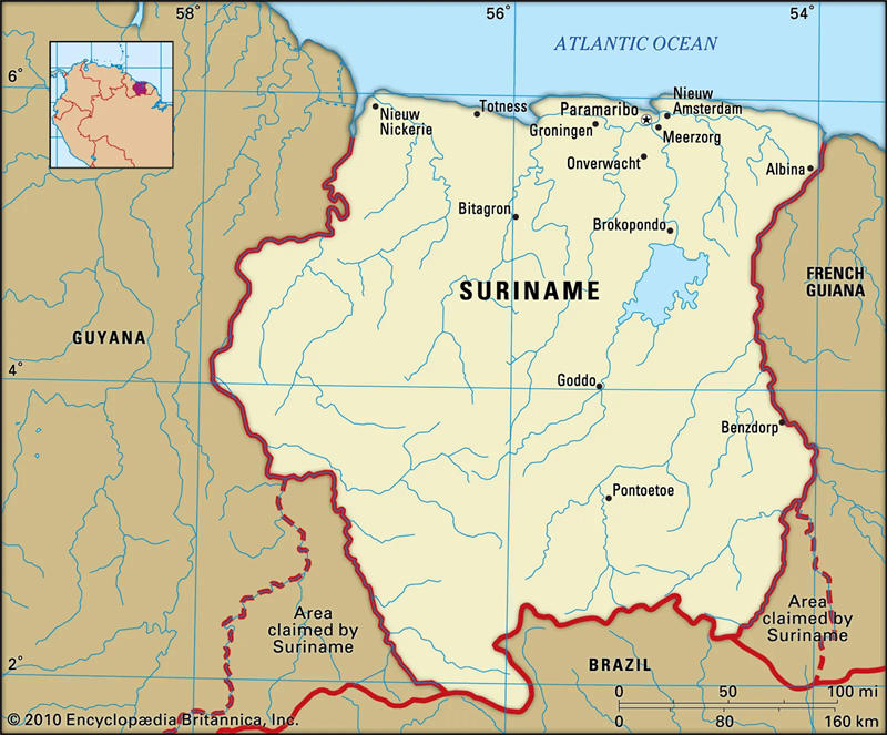 苏里南地图图片