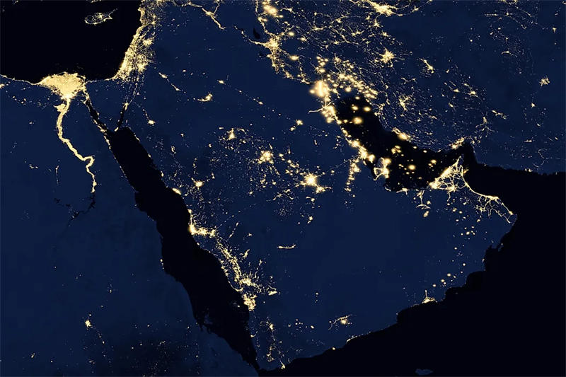 世界第一大半岛阿拉伯半岛夜景图