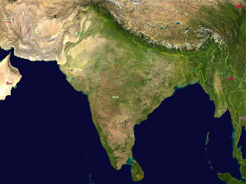 印度半岛地形图
