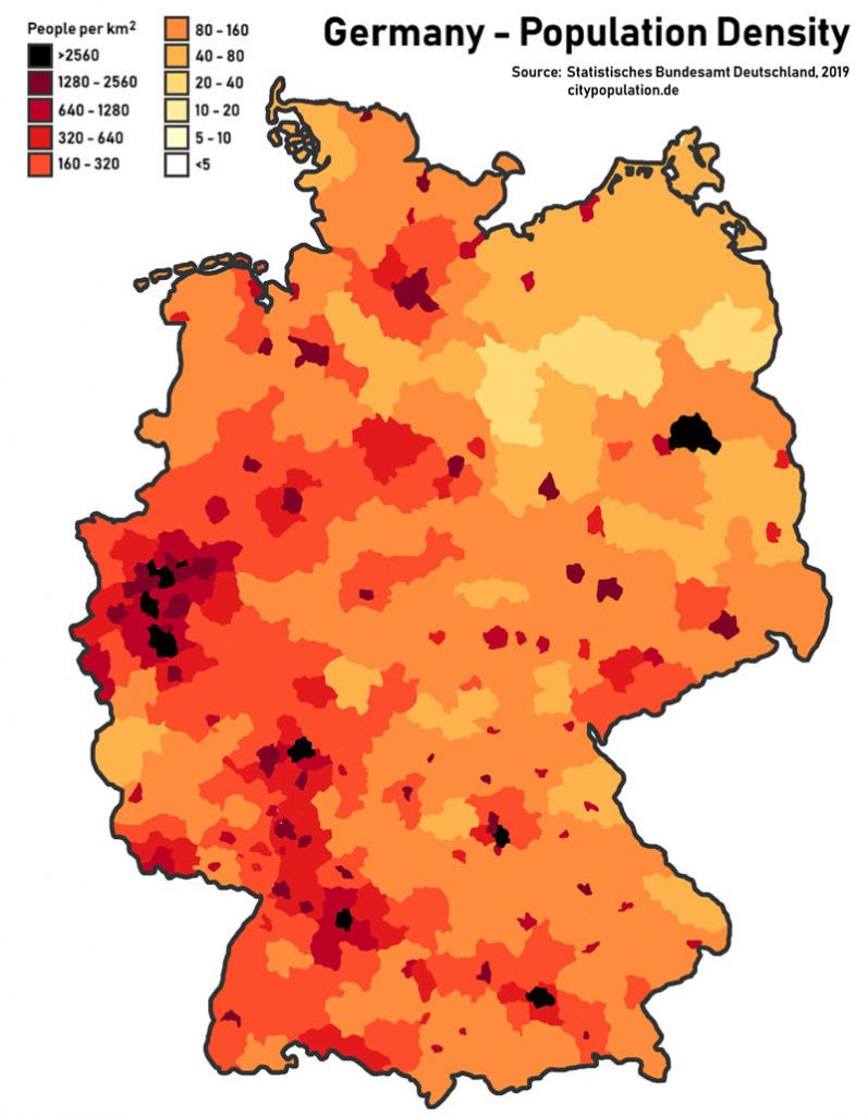 德国人口密度地图