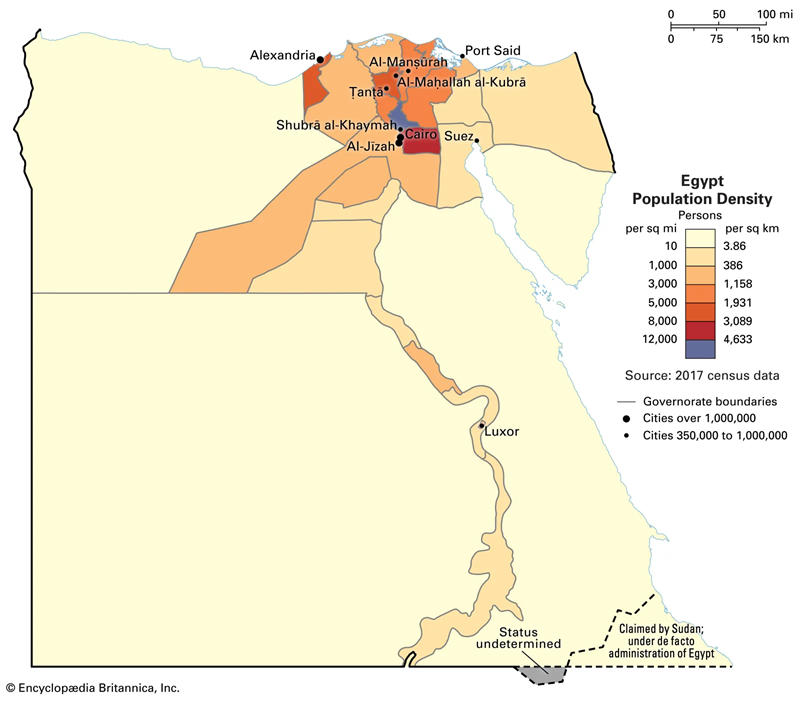 埃及人口密度地图