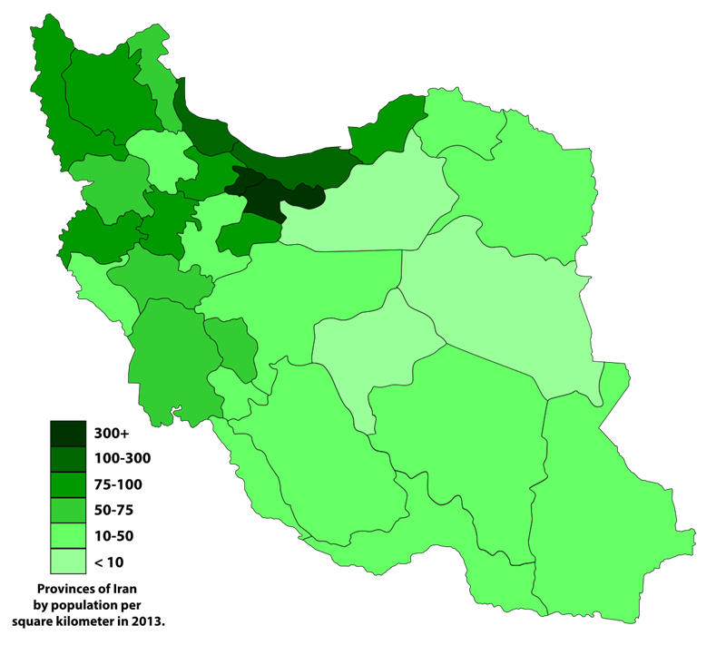 伊朗人口密度地图