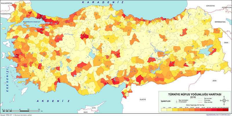 土耳其人口密度地图