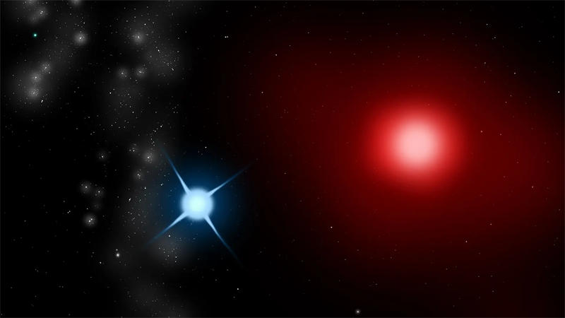 心宿二是一个双星系统，里面包含了一颗红色红超巨星，还有一颗蓝白色的主序星