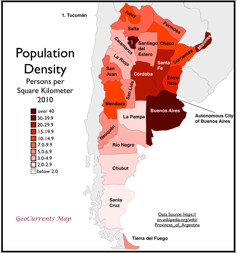 阿根廷人口密度地图