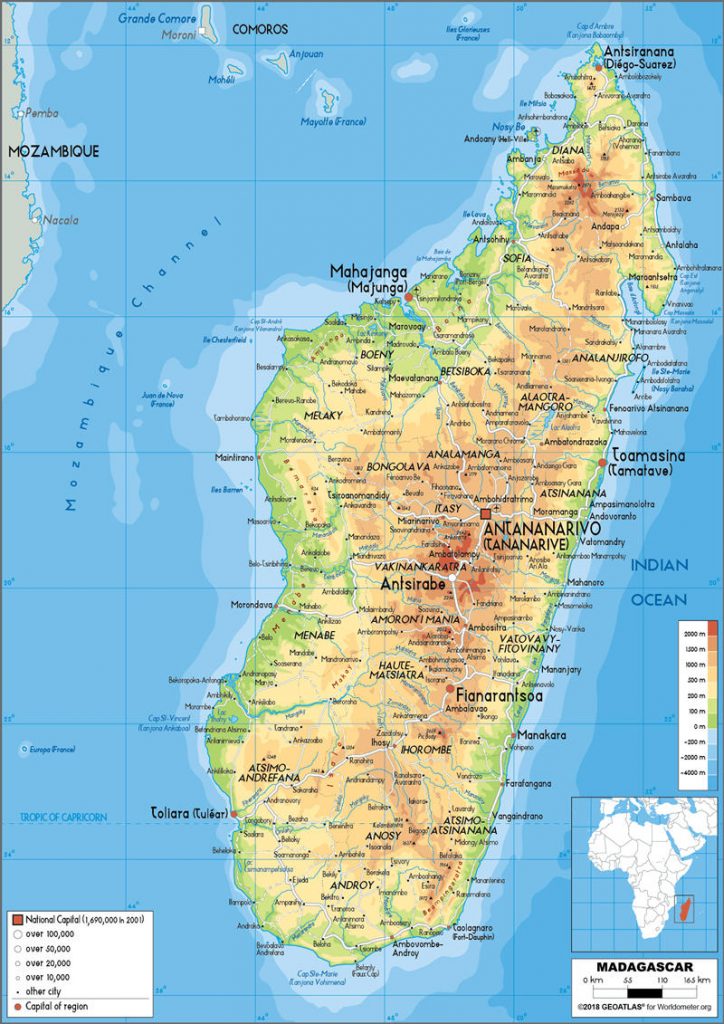 马达加斯加岛地形图地图
