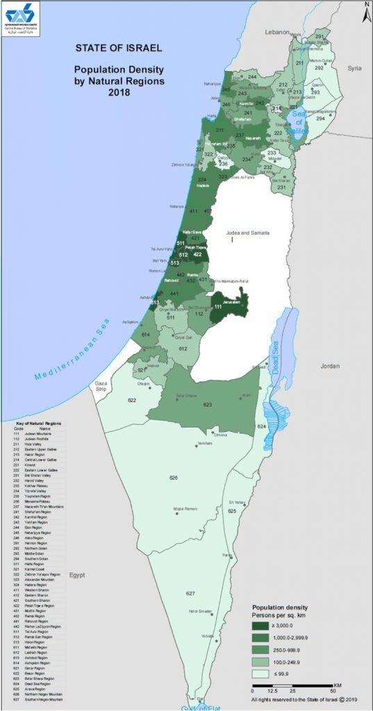 以色列人口密度地图