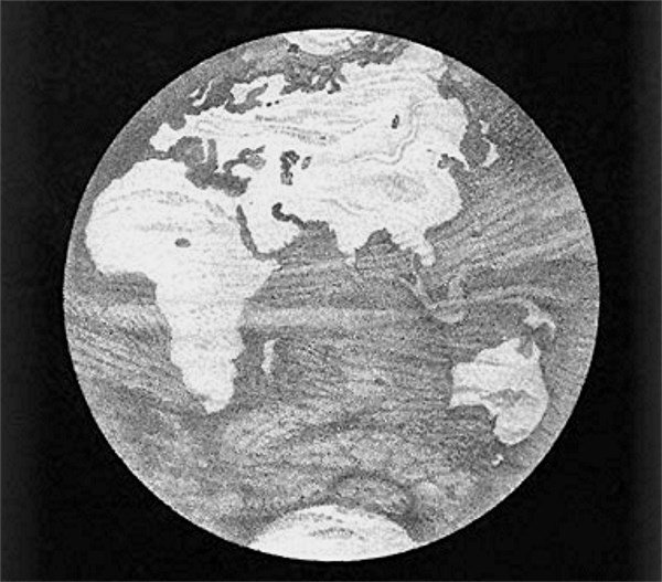 1834年：地质学家亨利·德拉·贝歇首次尝试将地球当做是漂浮在太空中的物体，而不是象征性的图像或简单的地图投影。这也是第一次将云包括在内。