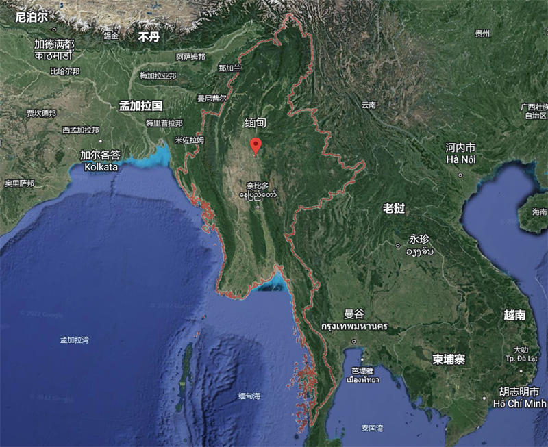 缅甸地图：缅甸是中南半岛上面积最大的国家