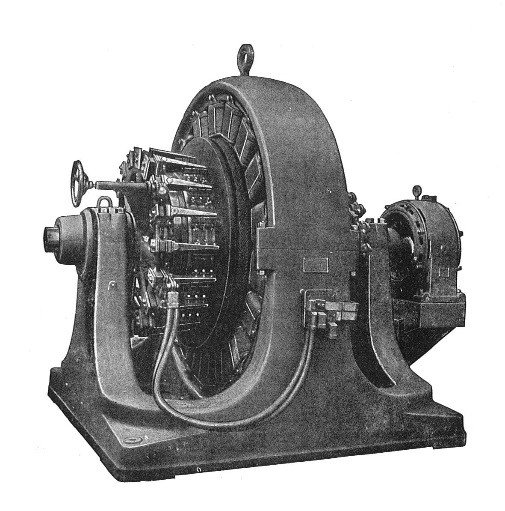 一台1909年制造的500千瓦的西屋“旋转转换器”，这是一种早期类型的逆变器。
