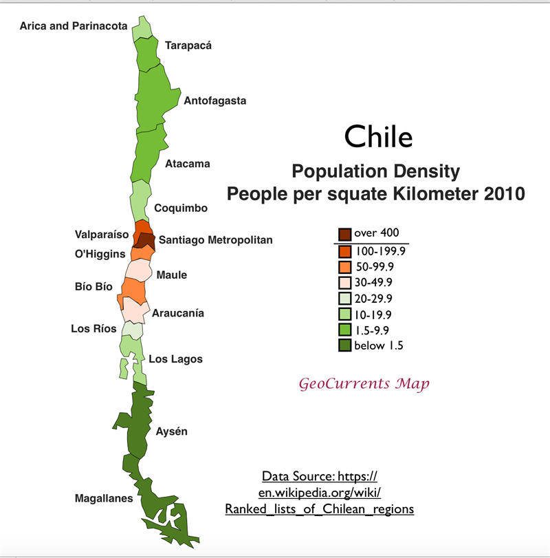 智利人口密度分布地图