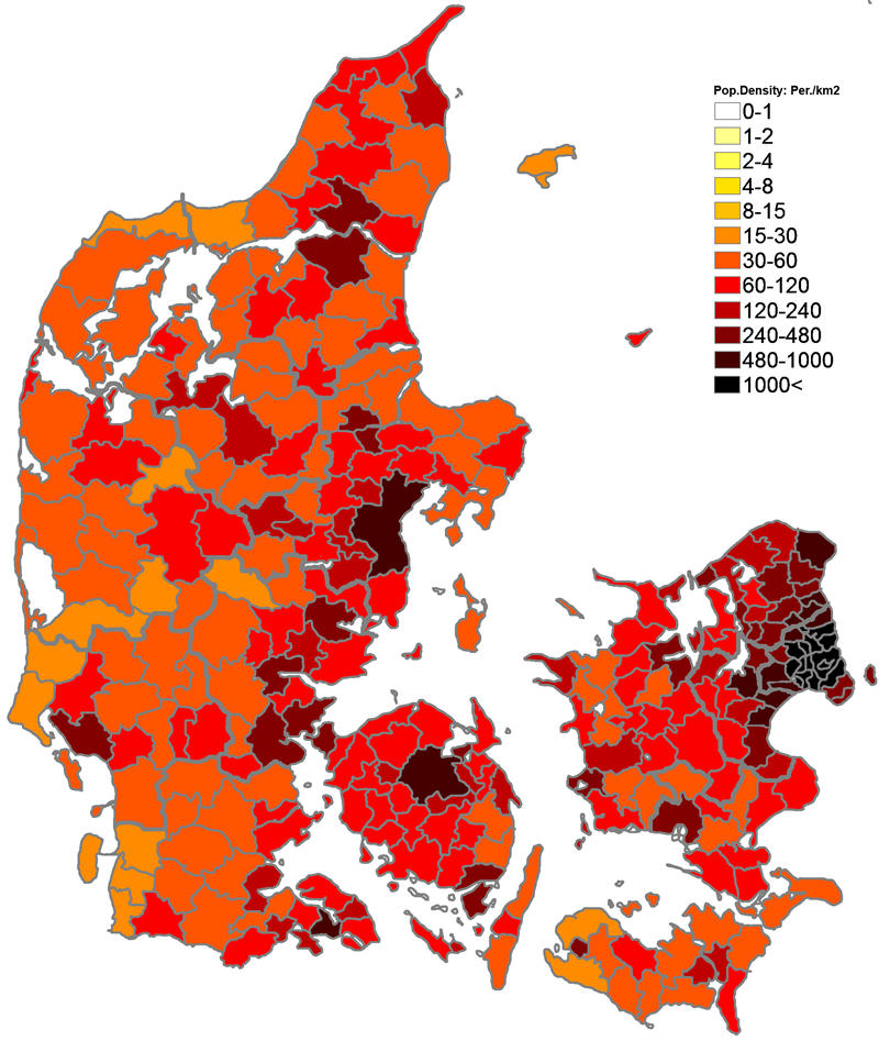 丹麦人口密度地图