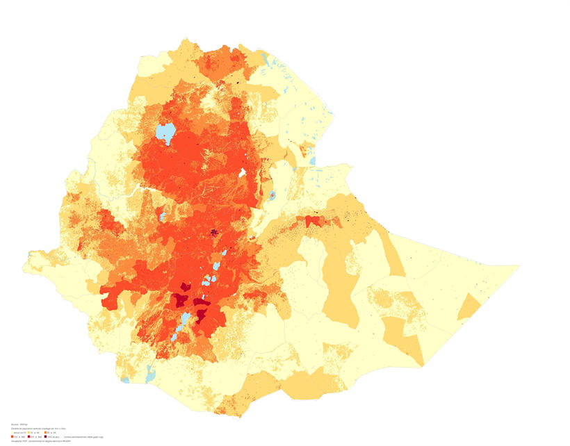 埃塞俄比亚人口密度地图