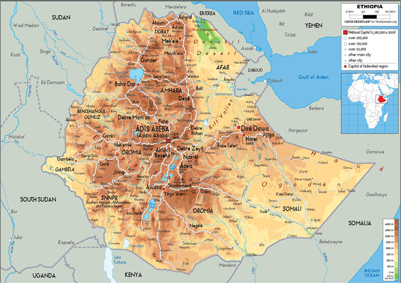 埃塞俄比亚地形图地图