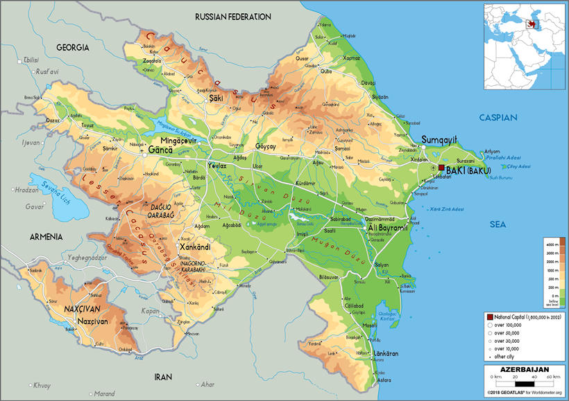 阿塞拜疆地形地图