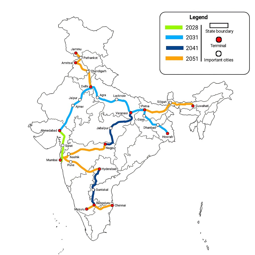 印度高铁建设计划地图