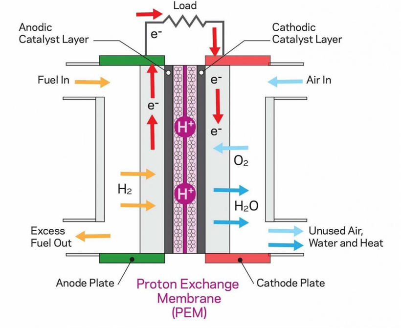氢燃料电池工作原理图