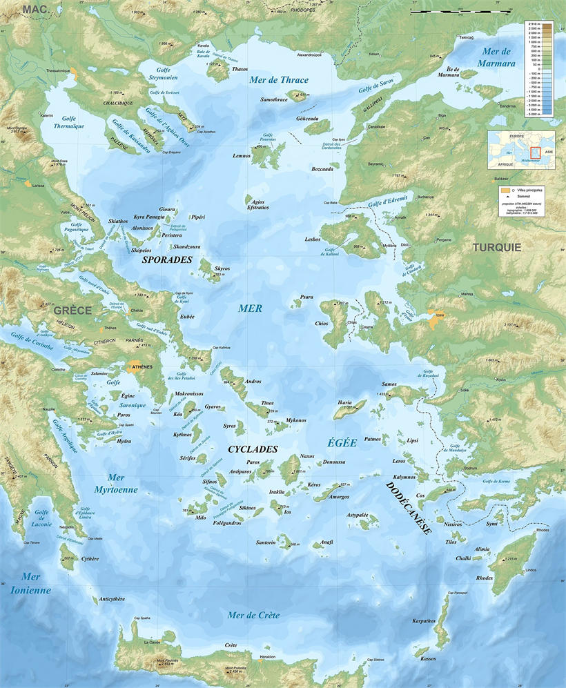 爱琴海地形图地图