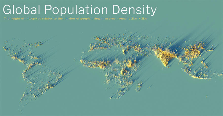 可视化创意世界人口密度地图