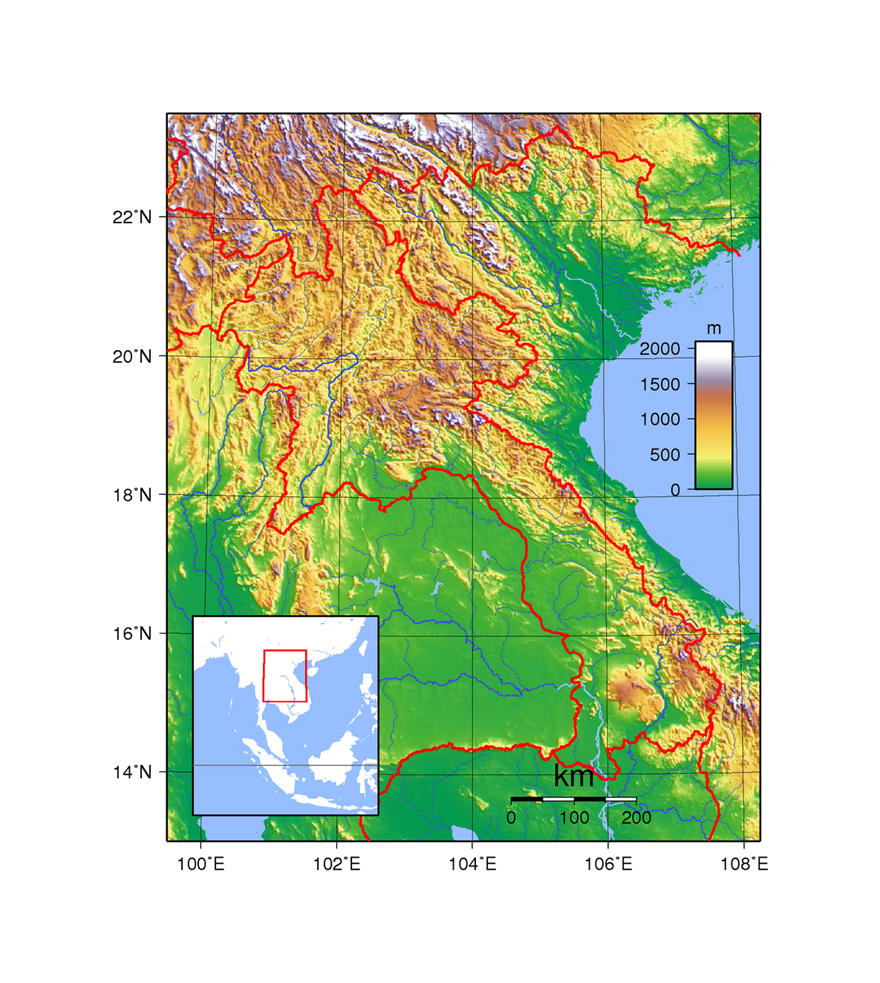 老挝地形图