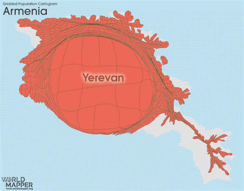 在亚美尼亚，人口严重偏向其首都埃里温，该市拥有110万人口。