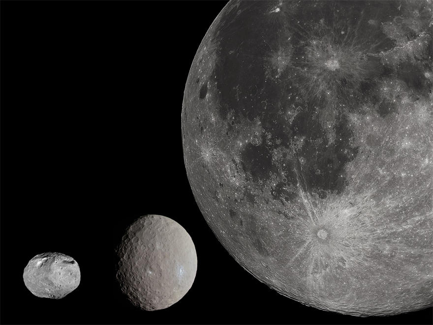 灶神星和谷神星以及月球大小对比