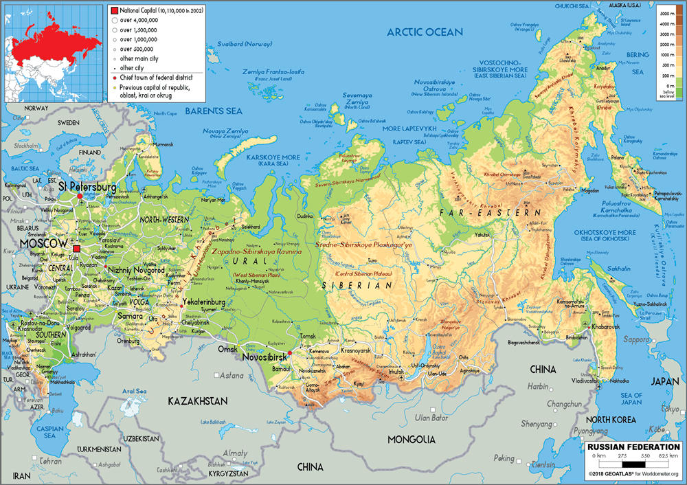 俄罗斯广袤的领土面积带来了漫长的海岸线，和加拿大类似，俄罗斯的大部分的海岸线都分布在北极北冰洋上，实际上没有太大的用途