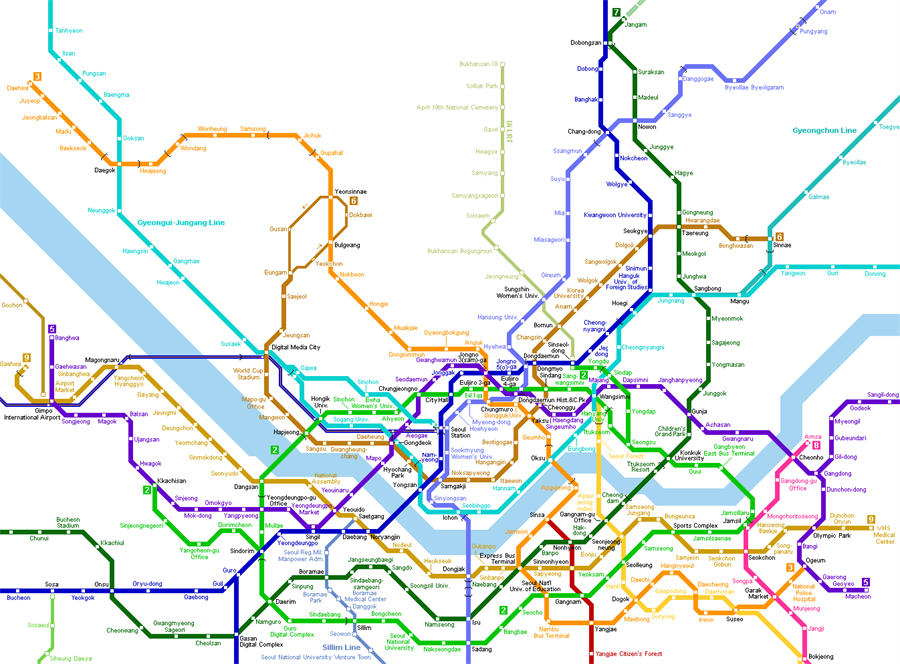 韩国首尔地铁系统地图