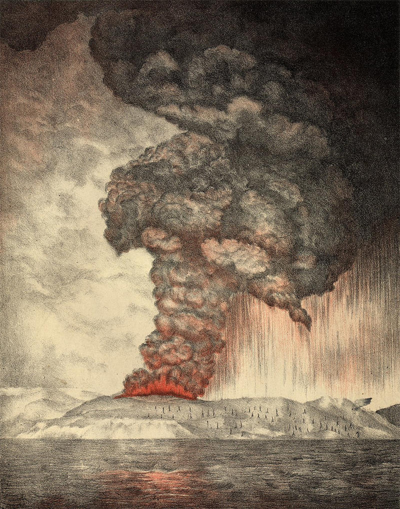 1883年喀拉喀托火山爆发引发的海啸：死亡人数36417人