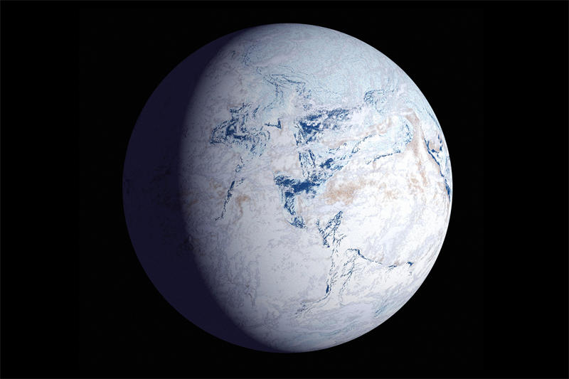 雪球地球时期指的是6.5亿年前的一次覆盖全球的冰川时期