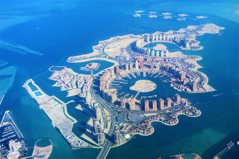 卡塔尔波斯湾沿岸的人工岛