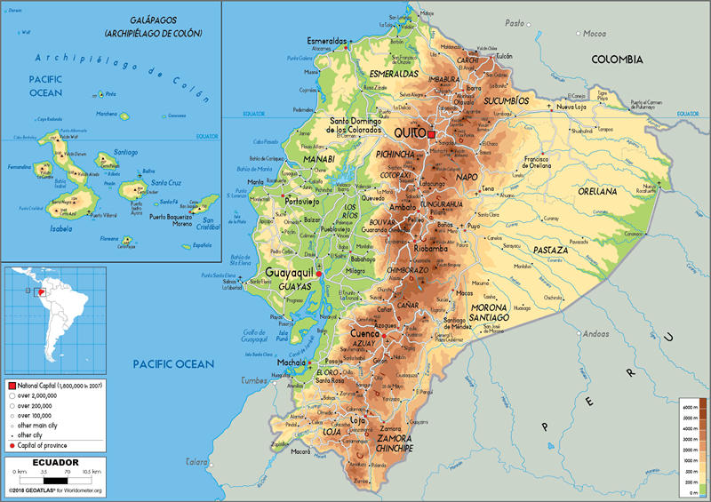 厄瓜多尔地图地形图