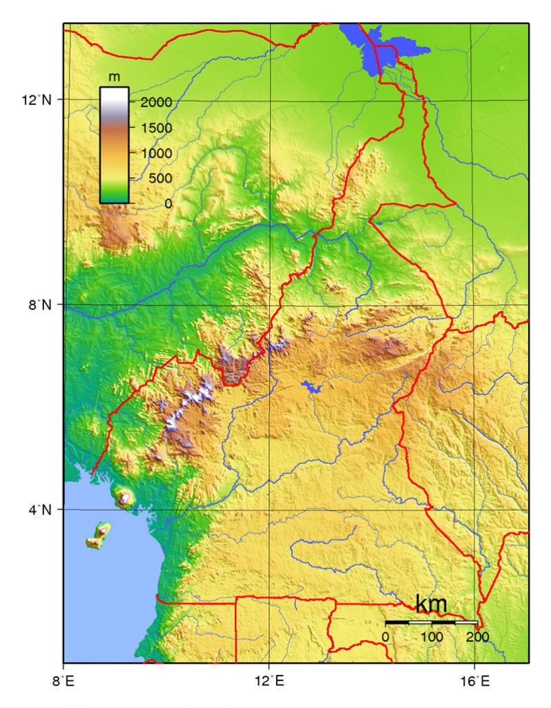 喀麦隆地形地图