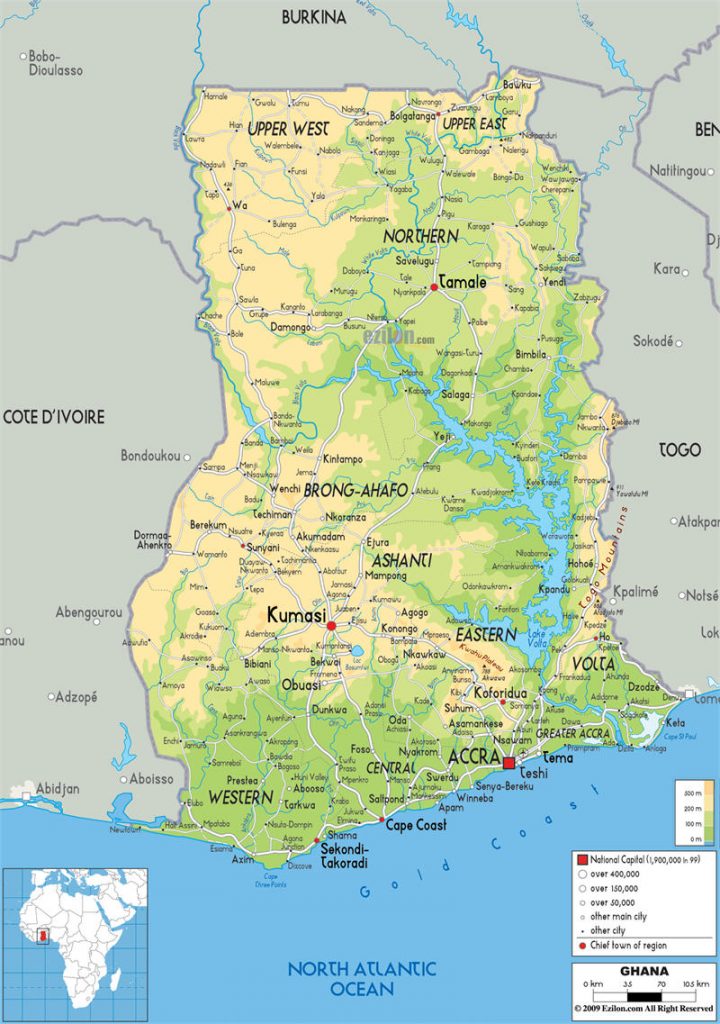 加纳地形地图