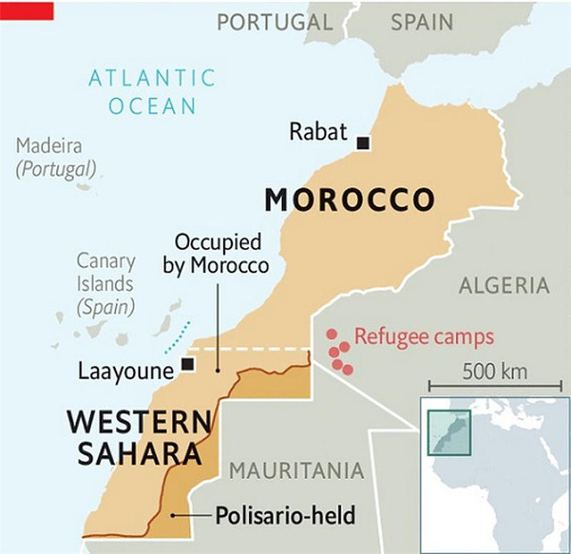 摩洛哥和西撒哈拉地图