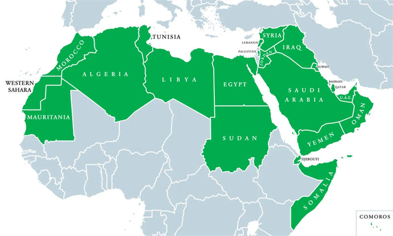 广义上的阿拉伯世界地图