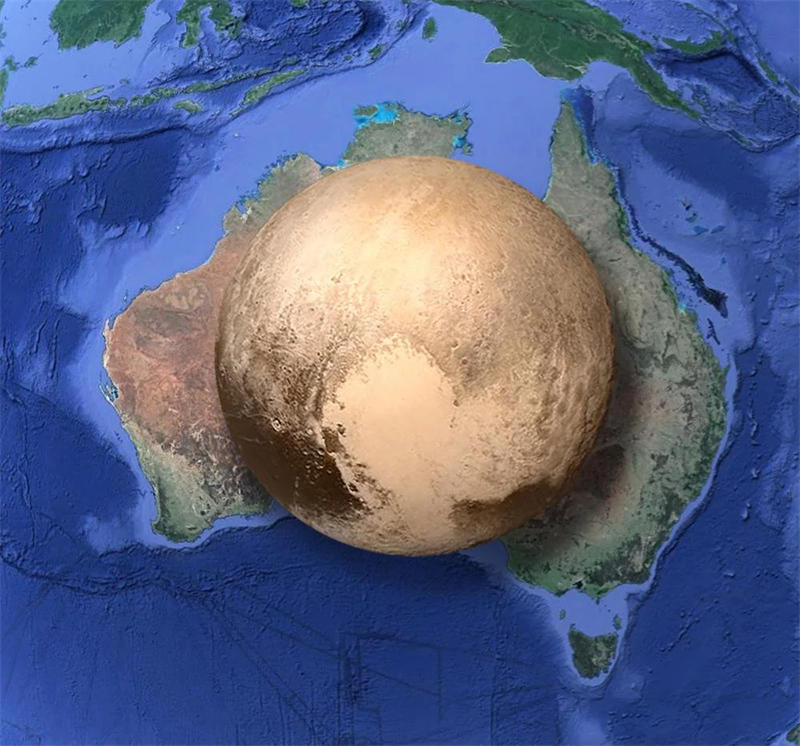 冥王星非常小，只有澳大利亚这么大
