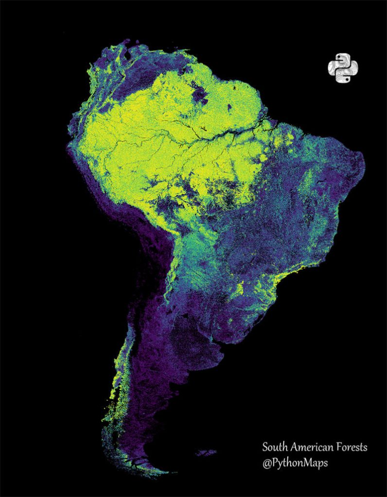 南美洲的森林分布地图