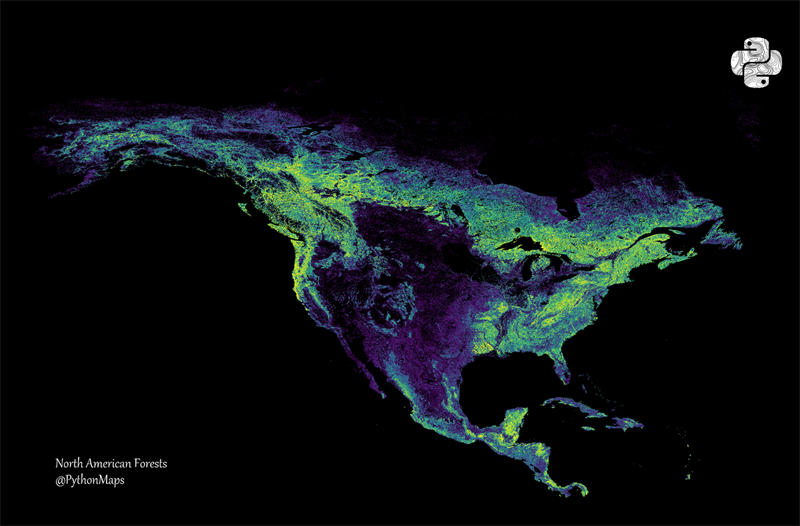 北美洲的森林分布地图