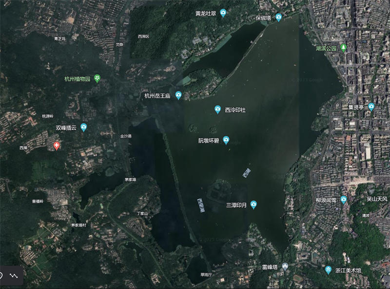 西湖的卫星地图