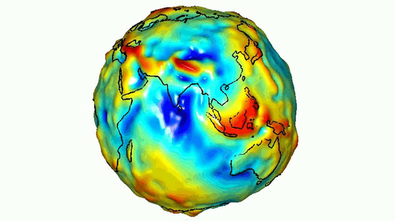 地球并非是一个完美球体，物质分布也并不均匀，这会影响到各处的重力加速度