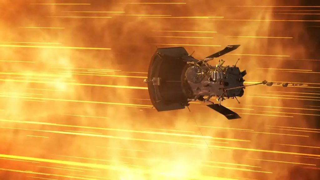 在金星的引力助推下，帕克太阳探测器达到每小时635,266公里的速度，创下了另一项记录。图片来源：NASA GSFC/CIL/Brian Monroe